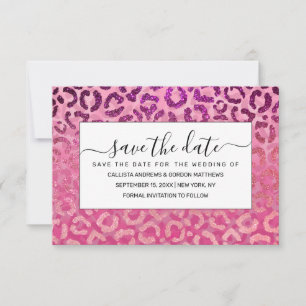 Save The Date Parties scintillant violet rose léopard Poster de 