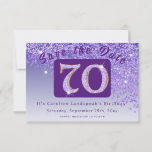 Save The Date Parties scintillant violette brillante pour 70e an