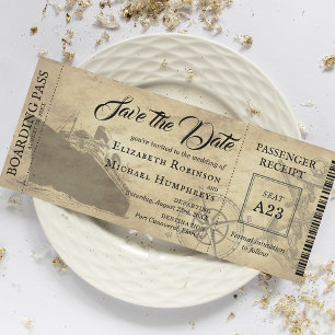 Save The Date Passe d'embarquement de croisière vintage   Enregi