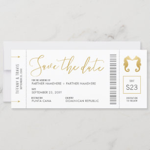Save The Date Passe d'embarquement Seahorses Kisser Ticket Plage