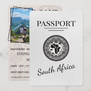 Save The Date Passeport Afrique du Sud blanche