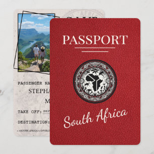 Save The Date Passeport Afrique du Sud Rouge