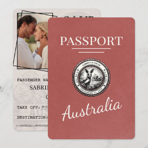 Save The Date Passeport Australie Bourgogne Lumière Enregistrer 