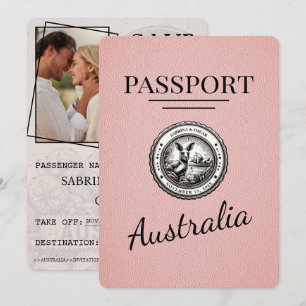 Save The Date Passeport Australie Rose Enregistrer La Date
