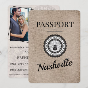 Save The Date Passeport Beige Nashville Enregistrer La Date