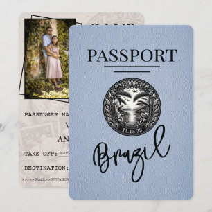 Save The Date Passeport Bleu Dusty Brésil Enregistrer La Date