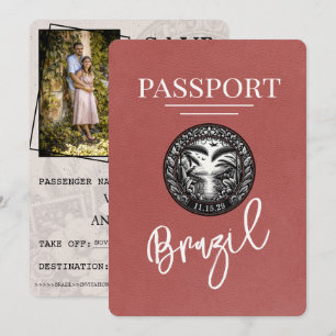 Save The Date Passeport Brésil Bourgogne Lumière Enregistrer La 