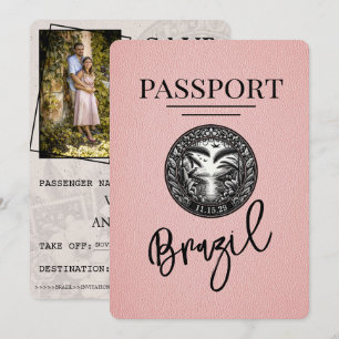 Save The Date Passeport Brésil Rose Enregistrer La Date