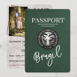 Save The Date Passeport Brésil Vert Enregistrer La Date