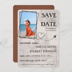 Save The Date Passeport Cancun Brown Enregistrer La Date
