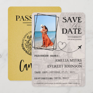 Save The Date Passeport Cancun Jaune Enregistrer La Date