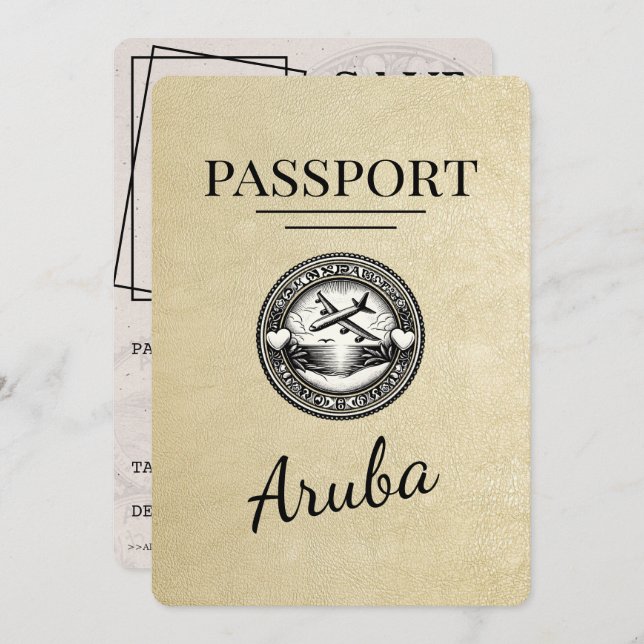 Save The Date Passeport Champagne Aruba Enregistrer La Date (Devant / Derrière)