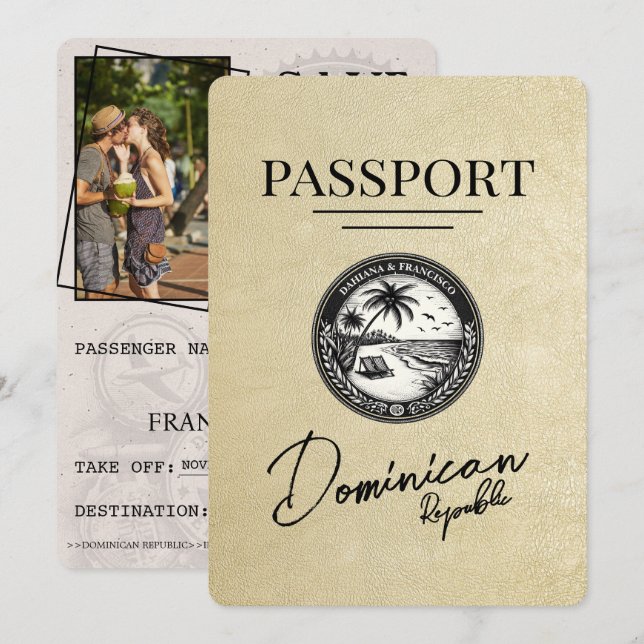 Save The Date Passeport Champagne République Dominicaine (Devant / Derrière)