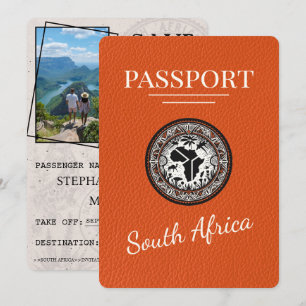 Save The Date Passeport d'Afrique du Sud Orange
