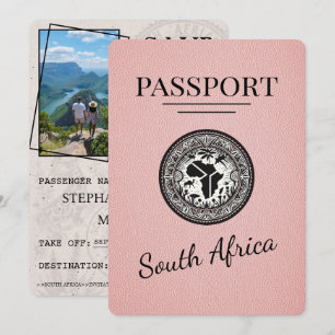 Save The Date Passeport d'Afrique du Sud rose