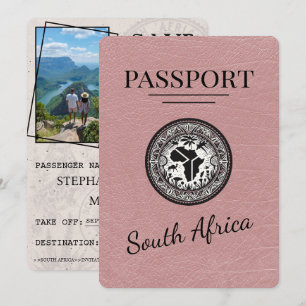 Save The Date Passeport d'Afrique du Sud Rose Dusty