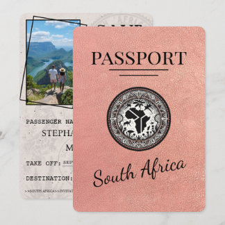 Save The Date Passeport d'Afrique du Sud rose Gold