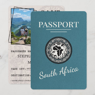 Save The Date Passeport d'Afrique du Sud turquoise