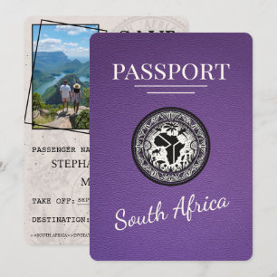 Save The Date Passeport d'Afrique du Sud violet