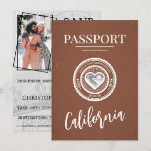 Save The Date Passeport De Californie Brown Enregistrer La Date