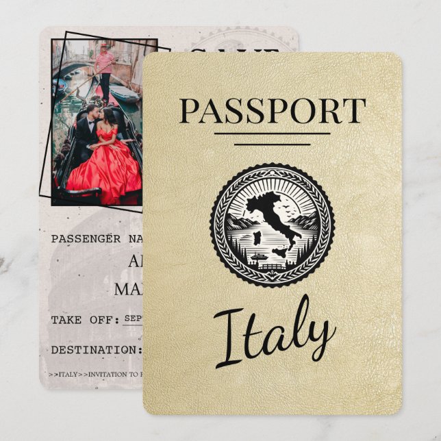 Save The Date Passeport de Champagne Italie (Devant / Derrière)