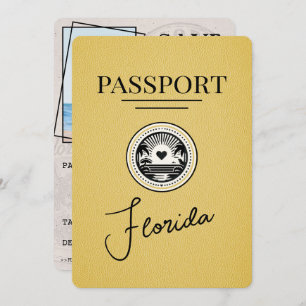 Save The Date Passeport De Floride Jaune Enregistrer La Date