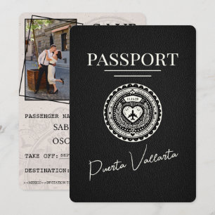 Save The Date Passeport de la Puerta Vallarta Noire