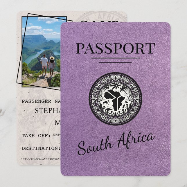 Save The Date Passeport de Lavender Afrique du Sud (Devant / Derrière)