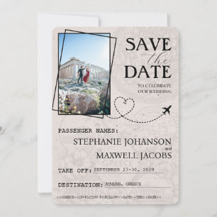 Save The Date Passeport de phoque bleu Grèce Enregistrer la cart