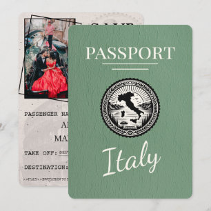 Save The Date Passeport de Sage Green Italie
