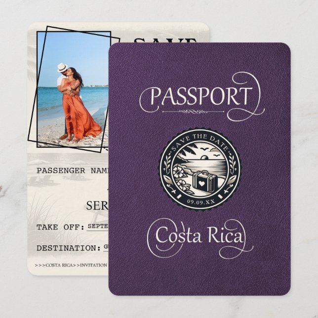 Save The Date Passeport de Violet Costa Rica (Devant / Derrière)