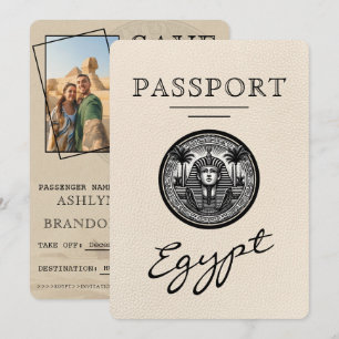 Save The Date Passeport d'Égypte en ivoire pour annoncer votre m