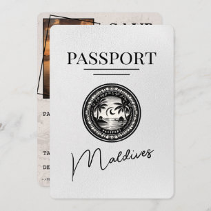 Save The Date Passeport des Maldives blanches Enregistrer la dat