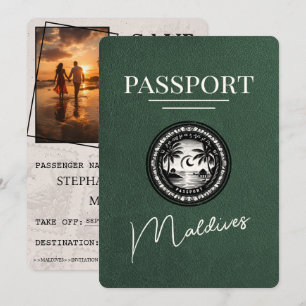 Save The Date Passeport des Maldives vertes Enregistrer la date