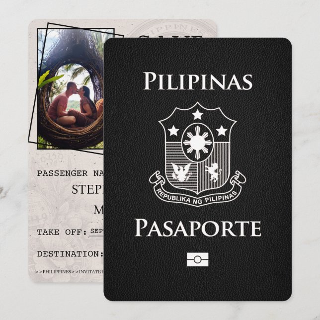 Save The Date Passeport Des Philippines Noires Enregistrer La Da (Devant / Derrière)