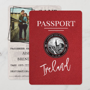 Save The Date Passeport D'Irlande Rouge Enregistrer La Date