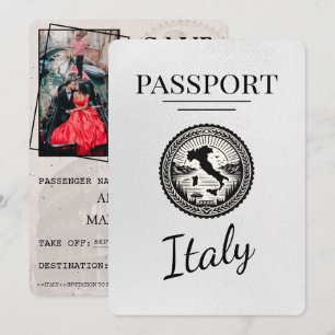 Save The Date Passeport d'Italie blanche