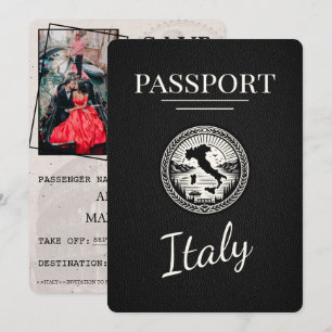 Save The Date Passeport d'Italie noire