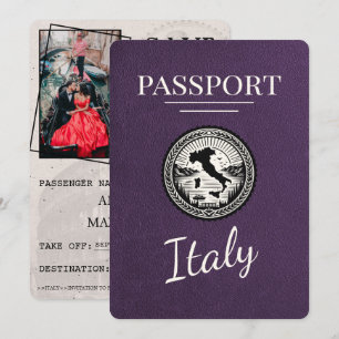 Save The Date Passeport d'Italie violet violet