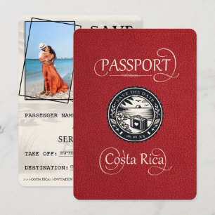 Save The Date Passeport du Costa Rica Rouge