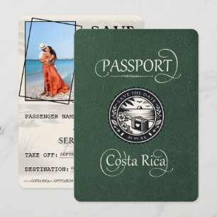 Save The Date Passeport du Costa Rica vert