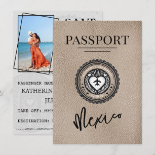 Save The Date Passeport Du Mexique Beige Enregistrer La Date