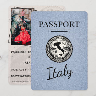 Save The Date Passeport Dusty Blue Italie
