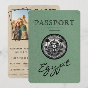 Save The Date Passeport Égypte Vert Sauge Mariage Enregistrer la