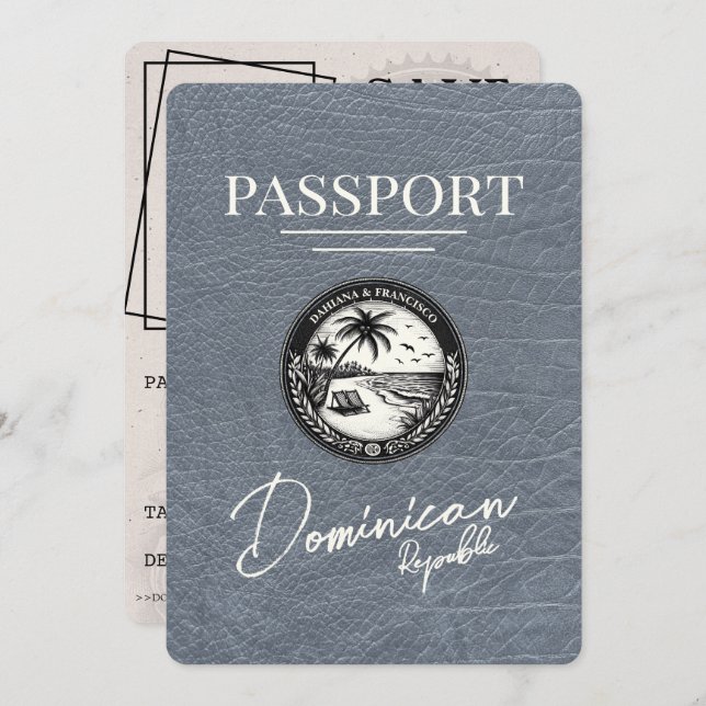 Save The Date Passeport En Argent République Dominicaine Enregis (Devant / Derrière)