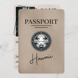 Save The Date Passeport Hawaii Beige Enregistrer La Date