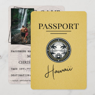 Save The Date Passeport Hawaii Jaune Enregistrer La Date