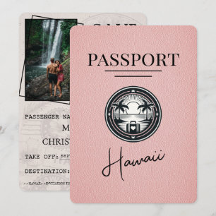 Save The Date Passeport Hawaii Rose Enregistrer La Date