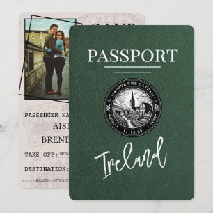 Save The Date Passeport Irlande Verte Enregistrer La Date