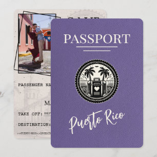 Save The Date Passeport Lilac Porto Rico